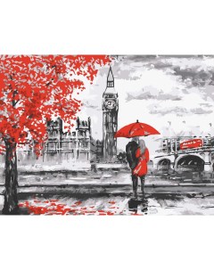 Картина по номерам на картоне Красный Лондон 30 40 смсм с акриловыми красками и кистями Три совы