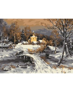Картина по номерам на холсте Зима 30 40 см с акриловыми красками и кистями Три совы