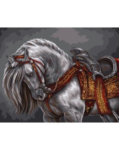 Картина по номерам на холсте Богатырский конь 40 50 см с акриловыми красками и кистями Три совы