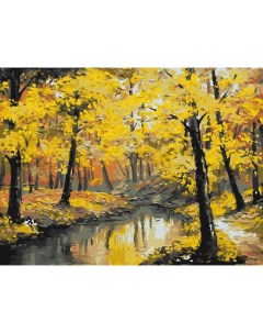 Картина по номерам на картоне Осенний лес 30 40 см с акриловыми красками и кистями Три совы