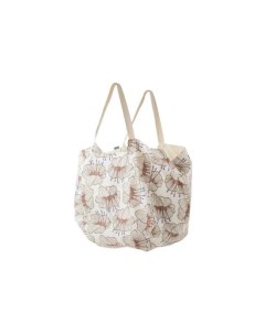 Пляжная сумка из хлопка молочного цвета с принтом Цветы Prairie Tkano