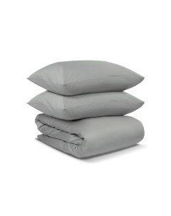 Комплект постельного белья полутораспальный из сатина светло серого цвета Essential Серый 150 Tkano