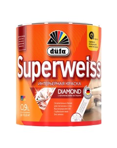 Краска интерьерная Superweiss RD4 база 1 белая 0 9 л Dufa