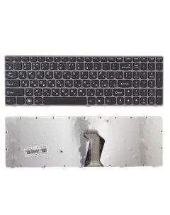 Клавиатура для ноутбука Lenovo IdeaPad Y570 черная с сиреневой рамкой Azerty