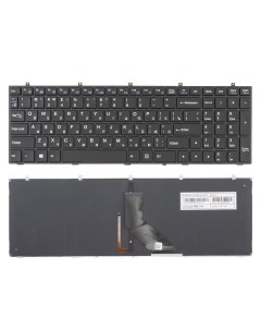 Клавиатура для ноутбука Clevo W370ET черная с подсветкой плоский Enter Azerty