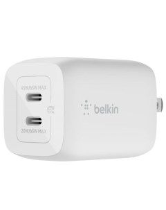 Зарядное устройство BoostCharge Pro Dual USB C GaN Wall Charger with PPS 65W белый Belkin