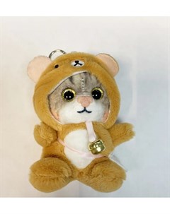 Мягкая игрушка брелок Кот в костюме Мишки плюшевый коричневый 12 см Original toys