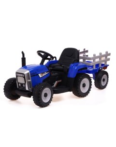 Электромобиль Трактор с прицепом EVA колеса кожаное сидение цвет синий Nobrand