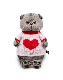 Мягкая игрушка Ks25 249 Басик в свитере с сердцем 25 см Budi basa