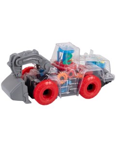 Машинка Движок Спецтехника с прозрачным с механизмом на батарейках красный с синим 1toy
