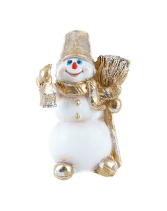 Фигурка новогодняя Снеговичок с метлой и фонариком 12 см Тпк полиформ