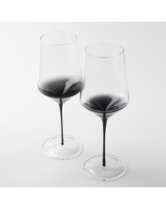 Бокал для вина 460 мл 2 шт стекло серый градиент черная ножка Stone Kuchenland