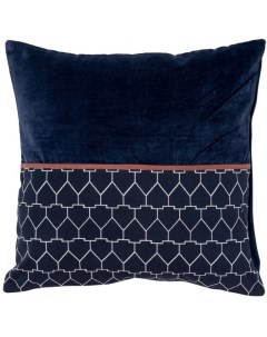Чехол на подушку из хлопкового бархата с геометрическим принтом темно синего цвета из колл Tkano