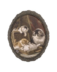 Картина овальная Glasar Кошка и котята 23 х 2 х 29 см печать Svip
