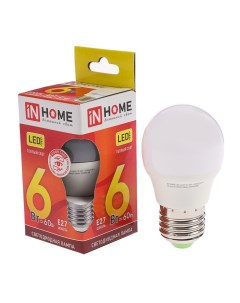 INhome Лампа светодиодная LED ШАР VC Е27 6 Вт 230 В 3000 К 480 540 Лм In home