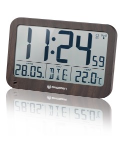Часы настенные настольные MyTime MC LCD в корпусе под дерево Bresser