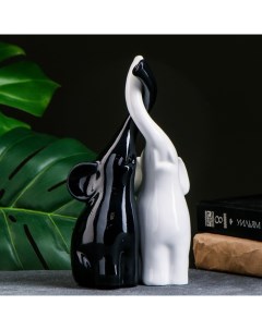 Фигура Пара слонов 9х15х25см чёрный белый Хорошие сувениры