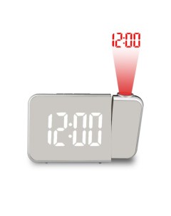 Часы настольные электронные с проекцией будильник гигрометр календарь белые цифры Nobrand