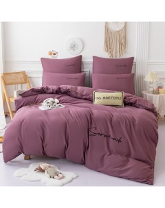 Комплект постельного белья Однотонный Сатин Вышивка на резинке CHR043 2 спальный Ситрейд