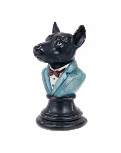 Статуэтка бюст Черная собака пинчер в синем пиджаке Royal gifts