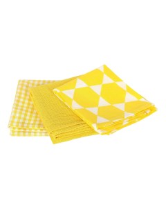 Набор кухонных салфеток 45 x 65 см хлопок бело желтый 3 шт Homelines textiles