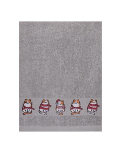 Полотенце Котики в шарфиках 30 x 50 см махровое серое Belezza