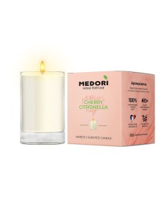 Свеча ароматическая для дома Cherry Citronnela парфюмированная в стакане Medori