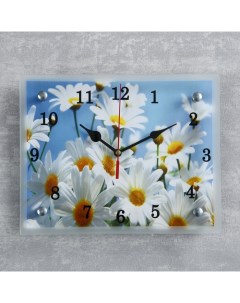 Часы картина настенные серия Цветы Ромашки 20х25 см Сюжет
