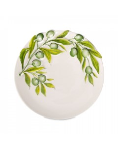 Тарелка обеденная Оливки 30 см керамика белый зеленый Edelweiss
