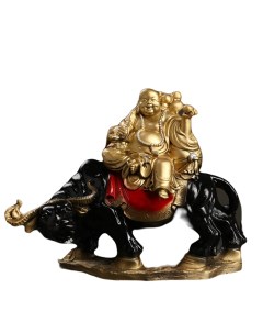Фигура Хоттей на буйволе красное золото 46х22х37см Хорошие сувениры