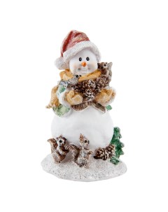 Фигурка новогодняя Снеговичок с шишками и белками 15 см Тпк полиформ