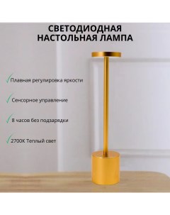Лампа настольная светодиодная беспроводная с аккумулятором 2700К золотая Fedotov