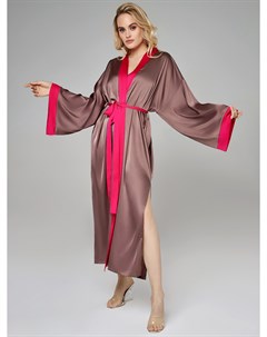 Халат женский домашний длинный шелковый кимоно BA0011 коричневый 42 RU Alza