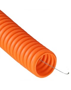 Труба гофрированная ПНД плотная тяжелая D 25мм 50м с зондом оранжевая Стс