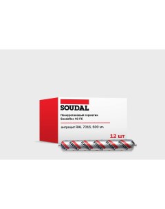 Герметик полиуретановый Soudaflex 40FC антрацит 600 мл набор 12 штук Soudal