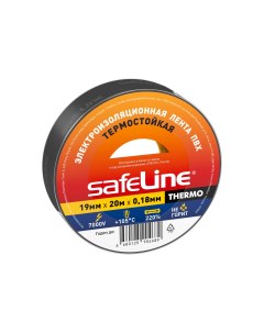 Изолента THERMO 19 мм х 20 м х 0 18 мм черный термостойкая 25266 Safeline