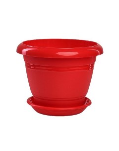 Пластиковый горшок Фестона D22 красный с поддоном Вещицы