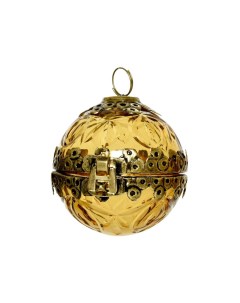 Ёлочный шар шкатулка стекло золотой 9 см подвеска Kaemingk