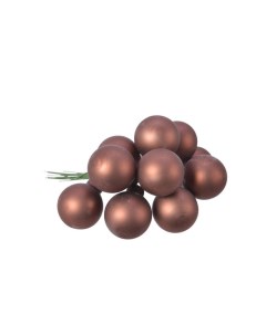 Гроздь стеклянных матовых шариков 12 шаров по 25 мм цвет шоколадный трюфель Kaemingk