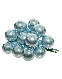 Гроздь стеклянных эмалевых шариков на проволоке 12 шаров по 25 мм Misty Blue Kaemingk