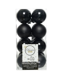 Набор пластиковых шаров матовые и глянцевые чёрные 4 см упаковка 16 шт Kaemingk