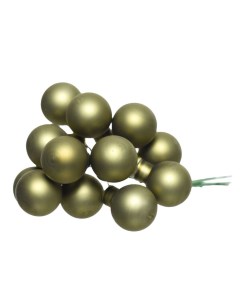 Гроздь стеклянных матовых шариков 12 шаров по 25 мм цвет оливковый бархат Kaemingk