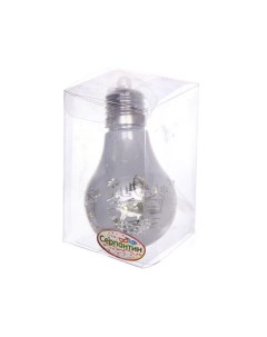 Светящийся елочный шар лампа пластик 6 см теплые белые LED на батарейках Серпантин