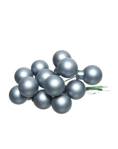 Гроздь стеклянных матовых шариков 12 шаров по 25 мм цвет серебристо голубой Kaemingk