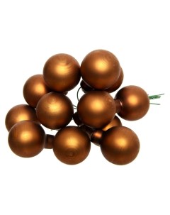 Гроздь стеклянных матовых шариков на проволоке 12 шаров по 25 мм цвет корица Kaemingk