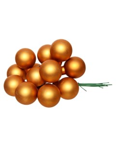 Гроздь миниатюрных стеклянных матовых шариков 12 шаров по 20 мм цвет янтарный Kaemingk