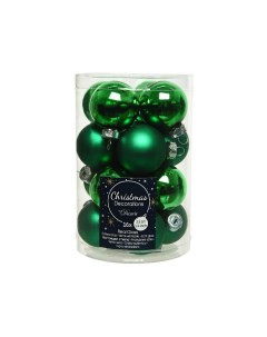 Стеклянные шары матовые и глянцевые цвет зеленый 35 мм упаковка 16 шт Kaemingk