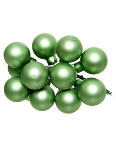Гроздь стеклянных матовых шариков 12 шаров по 25 мм цвет зеленый луговой Kaemingk
