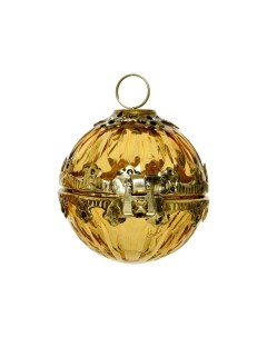 Ёлочный шар шкатулка стекло золотой 9 см подвеска Kaemingk