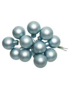 Гроздь стеклянных матовых шариков на проволоке 12 шаров по 25 мм Misty Blue Kaemingk